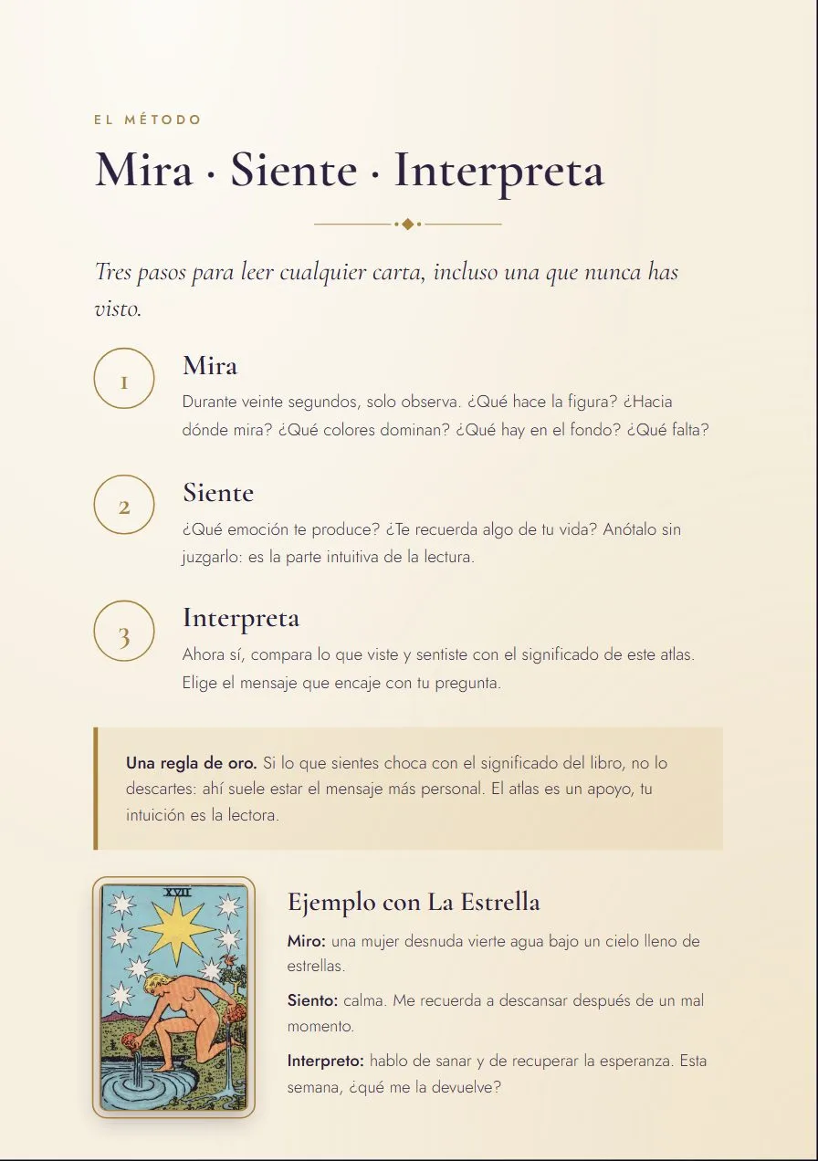 Página del método Mira, Siente, Interpreta con un ejemplo